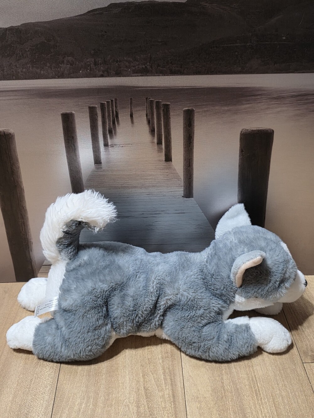 FAO Schwarz Adopt-A-Pets Gray & White Husky Plush Stuffed Animal